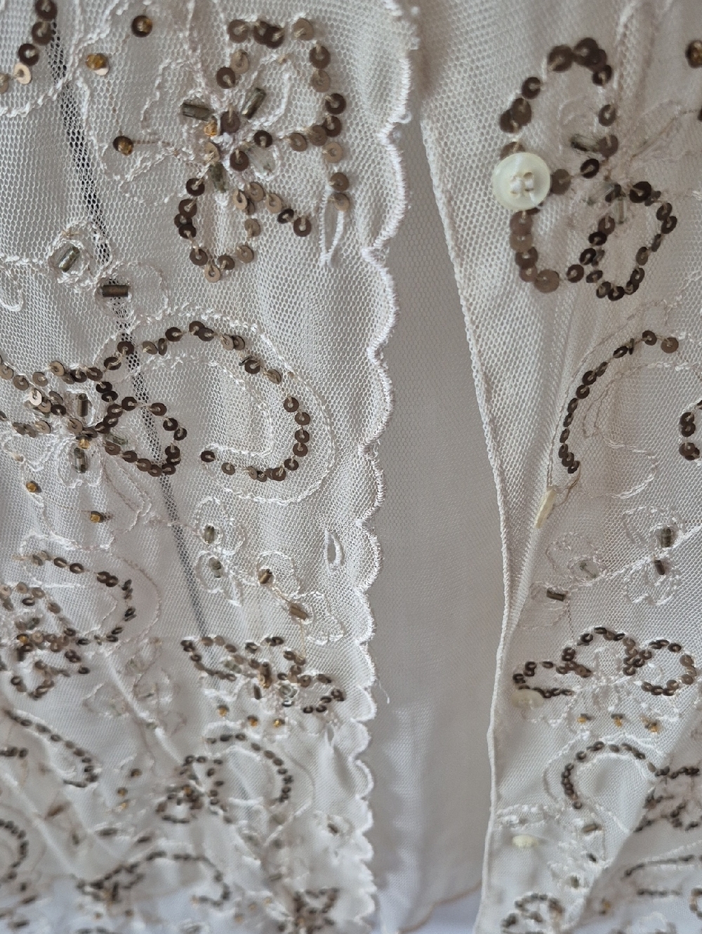 Vintage Newport News Sheer Cream Mesh Cardigan. Xl - Picture 5 of 7